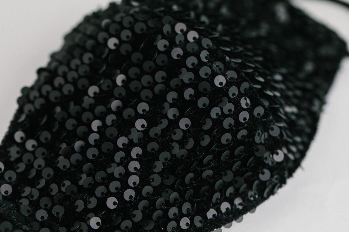 luxury facemask fabric - matt black sequin